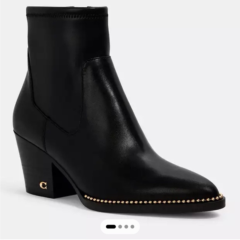 Black leather Coach Pell booties